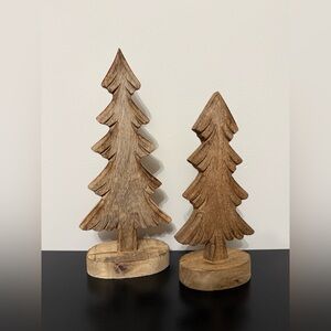 Rustic Wooden Holiday Tree Decor Set of 2